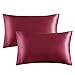 Produktbild BEDSURE Satin Kissenbezug rot 50x75 Doppelpack, seidig Kopfkissenbezug 50 x 75 cm Haar- und Hautpflege, Kissenbezüge Kissenhülle in 2er Set, Silky Pillow case for Hair