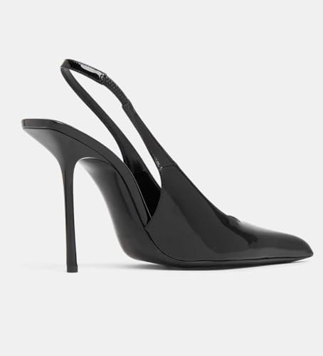 Image of Slingback Heels for Women Pointed Toe Stiletto High Heels Stretch Slip on Backless Patent Leather Fashion Comfortable Dress Pumps Shoes