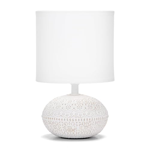 Aigostar Tischlampe aus Keramik, Vintage Tischleuchte mit Stoffschirm, E14 Fassung, max.40W, Moderne Nachttischlampe, Nachtlicht für Schlafzimmer, Wohnzimmer, Büro (ohne Leuchtmittel) - H225mm