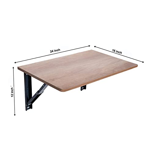 Image of QARA 16x24 Wall Mounted Table| Wall Mount Table Folding for Study|Wall Mount Foldable Laptop table | Golden Oak