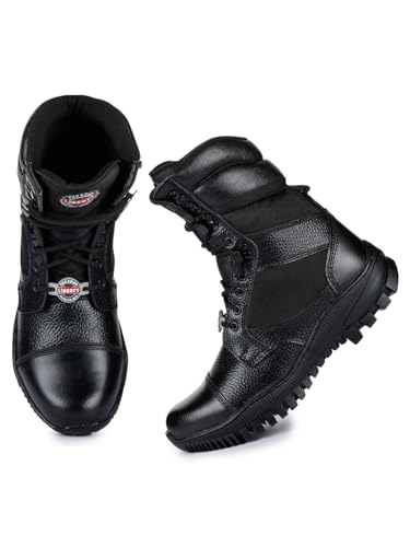 Image of Liberty Freedom Soldier-1 Army Boots for Men - Black Tactical Combat Shoes, Synthetic Leather High Ankle Military Boot, Lightweight PU Sole & Padded Insole for Hiking, Jungle Trekking & Defence