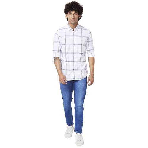 Image of Spykar Men's Regular Fit N /A Full Sleeve Checked Casual Shirts