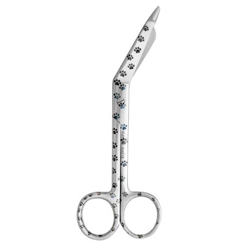 Forbici per bendaggi per infermieri, 14 cm, multicolore, con stampa di zampe, forbici per veterinari, infermieri, in acciaio inox, ideali per infermieri, studenti di medicina, paramedici, veterinari