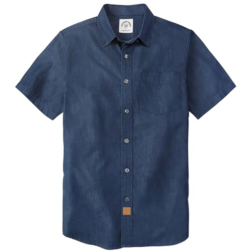 Image of Dubinik Mens Short Sleeve Button Down Shirts Soft Breathable Summer Vintage Regular Fit Lightweight Men's Casual Shirt