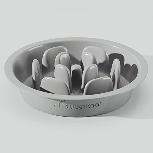 TUONKEE Ciotola Per Cani Anti-Ingozzamento con Ventosa Ciotole Cane Mangiare Lento Distributore di Cibo Piano Antiscivolo con Ventosa Durevole (Grey)