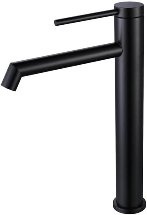 Robinet de lavabo design noir surélevé pour vasque à poser et routine matinale moderne