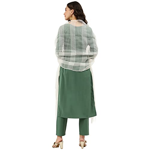 Image of NAINVISH Crepe Kurti Pant & Dupatta | Kurta Set for Women | Women Kurta Pant Dupatta Set | Kurta Pant with Dupatta Set | Printed Kurta Pant Dupatta Set