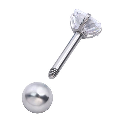 Zysta BBUS160448 Pair Clear Cubic Zirconia 16G Earring Studs Square Rhinestone Diamond Stainless Steel Post Back Ball Screw Men Women Boy Girl Nose Helix Cartilage Ear Lobe Small Cute Piercing Jewelry thumb #3