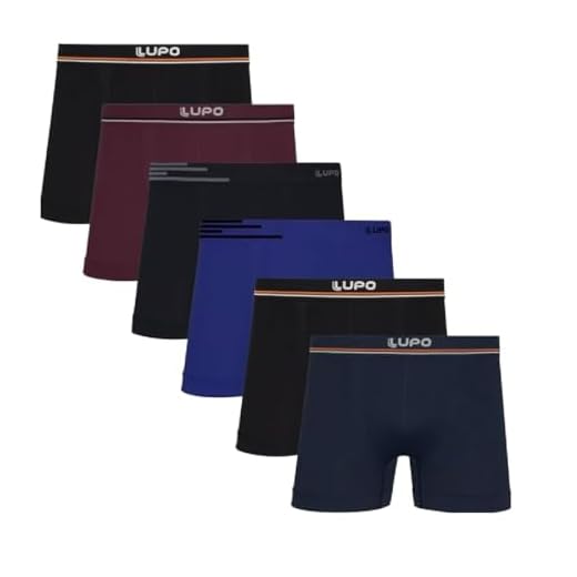 Kit Com 6 Cuecas Boxer Lupo Microfribra Sem Costura Adulto Box Masculina 436 (BR, Alfa, M, Regular, Sortidas sem Branco)