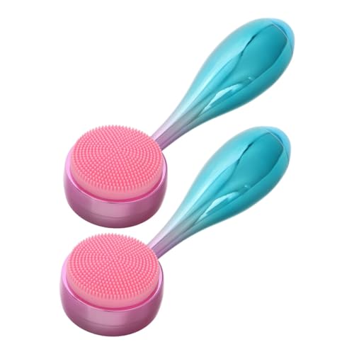 FRCOLOR Facial Cleansing Brush Set 2-Piece Silicone Face Scrubber Exfoliating Skin Care Tools Waterproof Easy to Use Cle