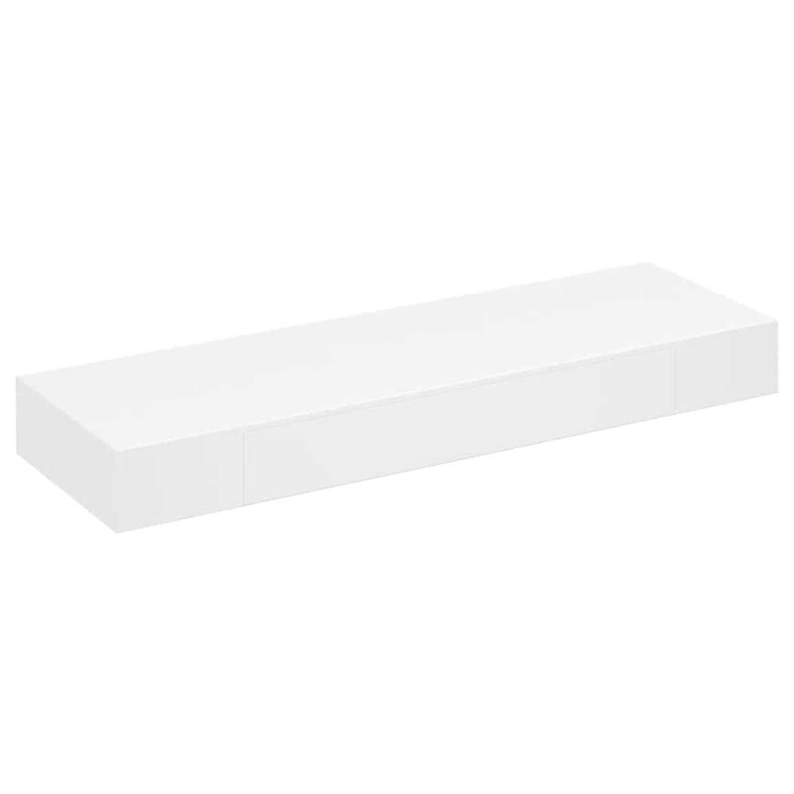 Schwebend Regal mit Schublade, Wandregal aus MDF matt weiß 80x25x8 cm, für Wohnzimmer Schlafzimmer Büro Dekoration 242188