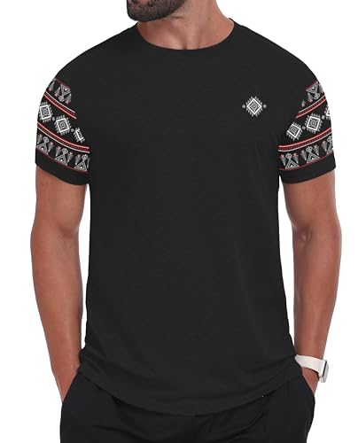 Men's T-Shirts Casual Summer Western Aztec Print Short Sleeve Tops Basic Comfortable Tees Shirts