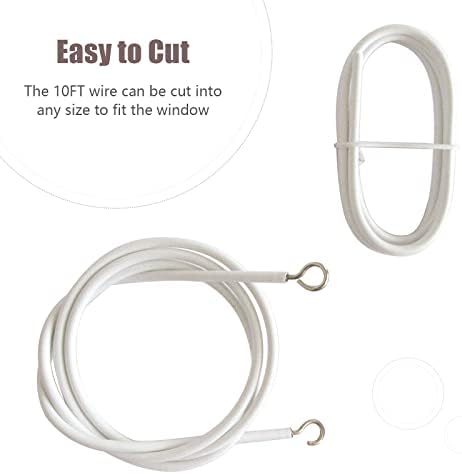 DIY 10FT Curtain Rod Wire with 4 Hooks for Hanging Party Decorations, Easy to Install, Suitable for Wood or Metal Windows, White image 4