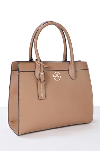 Image of Allen Solly Women's Large Tote Shoulder Bag | Vegan Leather | Multiple Pockets | Secure Zip Closure | Casual Outings