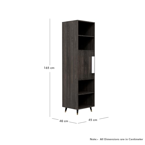 Image of Bniture Bookshelf for Home | Engineered Wood Book Shelf with 1 Door & 4 Shelf | Open Book Shelf Stand for Library | Multipurpose Display Organizer for Living Room, Study & Office | Flower Wenge
