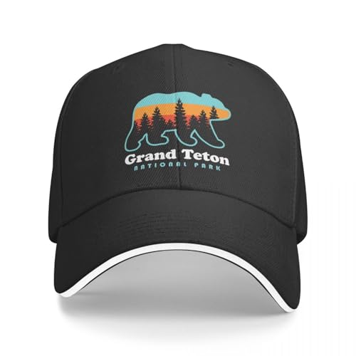 CIZIEOE Cappellino da Baseball Grand Teton National Park Teton Mountains Bear Vintage Sunset Baseball cap Golf Beach Trucker cap Baseball per Uomo Donna