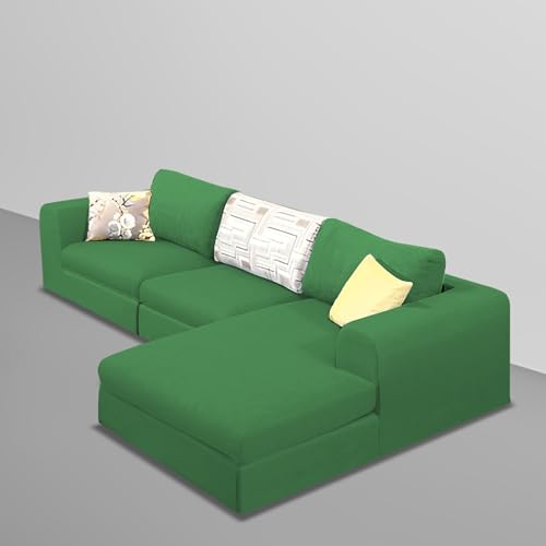 Image of Koza RHS 4 Seater L Shape Sofa Set for Living Room (Green Fabric) Premium Fabric Sofa