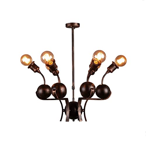 Lustre industriel vintage E27 métal noir luminaire de salon 6 branches