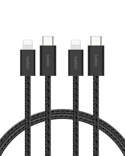Câble USB-C vers Lightning pour iPhone 14 noir tressé 1,5m recharge rapide Belkin