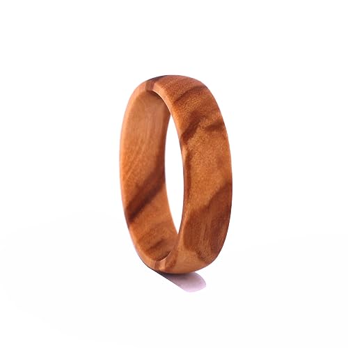 Generic 6Mm Women/Men 100% Natural Olive Wood Wedding Ring Band Anniversary Ring,Domed Olive Wood Enagagement Ring,Free Wooden Ring Box cover