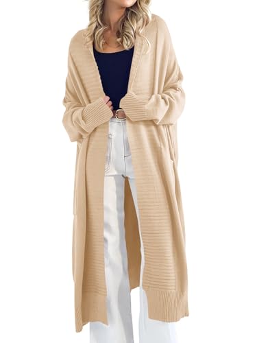 Image of Danedvi Womens Long Cardigan Sweaters 2026 Spring Chunky Knit Oversized Slouchy Open Front Warm Coats with Pockets