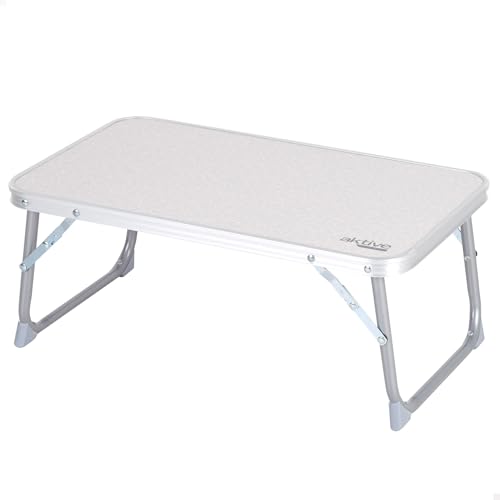 AKTIVE Mesa Baja Plegable, 56x34x24 cm, Color Beige, Topes antivuelco, Tablero MDF, Estructura Acero, Soporta 20 kg, Plegado Compacto, Peso Ligero, Mesas Plegables, Playa, Camping, Picnic (62368)