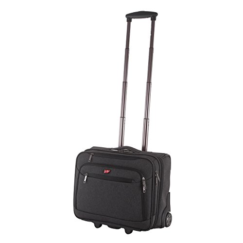 Von Cronshagen Business Trolley Erik 40cm | Pilotenkoffer mit Zwei Rollen | eleganter Business Koffer mit Laptopfach | wasserabweisend passend für DIN A4 Ordner (Anthra) Cover