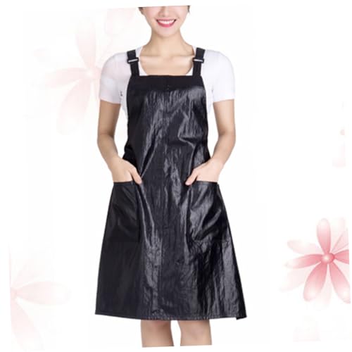 IWOWHERO Chef Apron Kitchen Apron Hairstylist Apron Waterproof Working Apron Utility Apron with Pockets Mens Overalls Chef Bibs Grilling Apron for Men Hairdresser Apron Work Apron Black