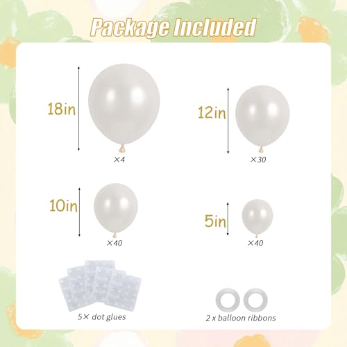 Image of 114pcs Pearl White Balloons Different Sizes, 18 12 10 5 inch Pearl Balloons Garland Arch kit for Bridal Baby Shower Engagement Wedding Birthday Valentine's Party Decorations