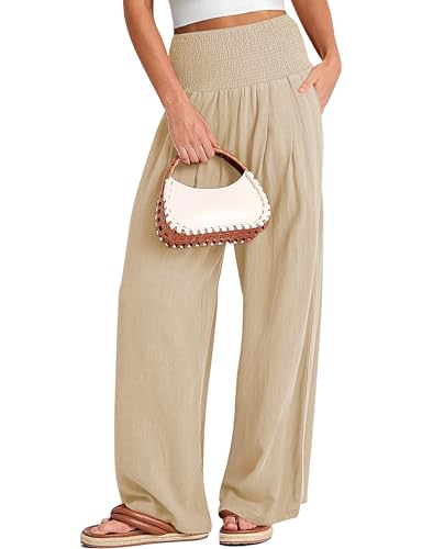 Buauty Women Palazzo Pants Wide Leg Casual Pant Summer High Waist Lounge Pants 2024 Loose Baggy Beach Travel Clothes