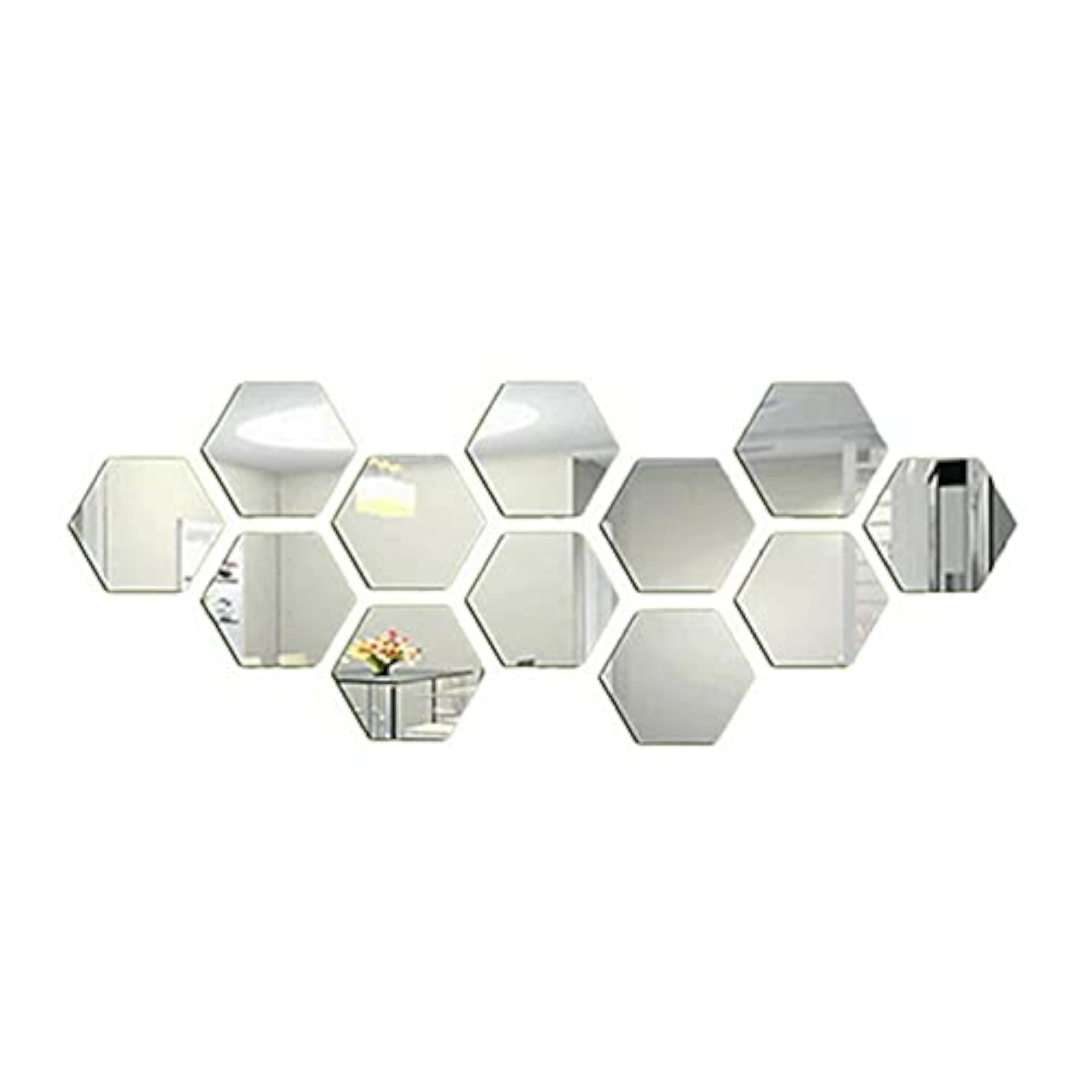 Hexagon Mirror Wall Sticker Set, 12 PCs