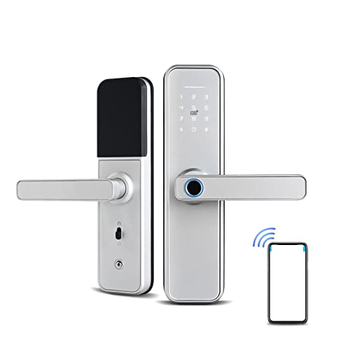 �h�A���b�N �p�X���[�h���b�N Ttlock�A�v���A�Z�L�����e�B�o�C�I���g���b�N�t�B���K�[�v�����g�C���e���W�F���g���b�N�t����Wifi�d�q�X�}�[�g�h�A���b�N rfid�J�[�h(No mortise silver)