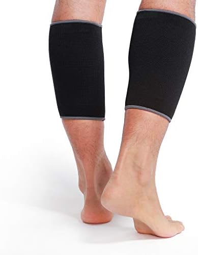 Neotech Care Calf Support Sleeve - Elastic & Breathable Knitted Fabric - Medium Compression - Black Colour (Size M, 1 Pair)