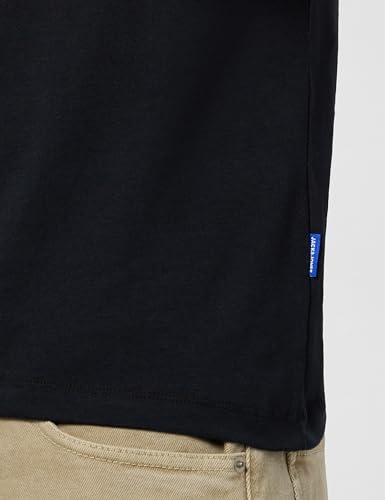 Image of Jack & Jones Men's Typography Printed Round Neck Short Sleeves Cotton Slim Fit Letter Print T-Shirt