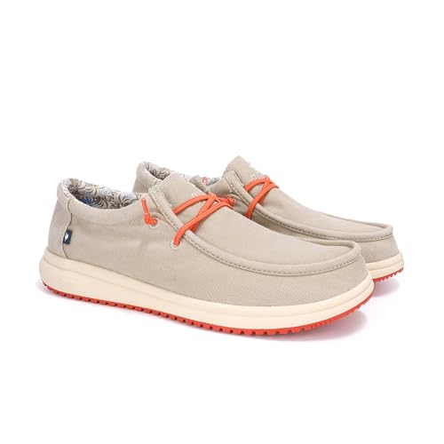 PITAS | Path | Mocasines de Hombre | Náuticos Casual | Zapatillas de Tela | Zapatos sin Cordones | Deportivas Casuales | Calzado de Walkinpitas | Beige 42