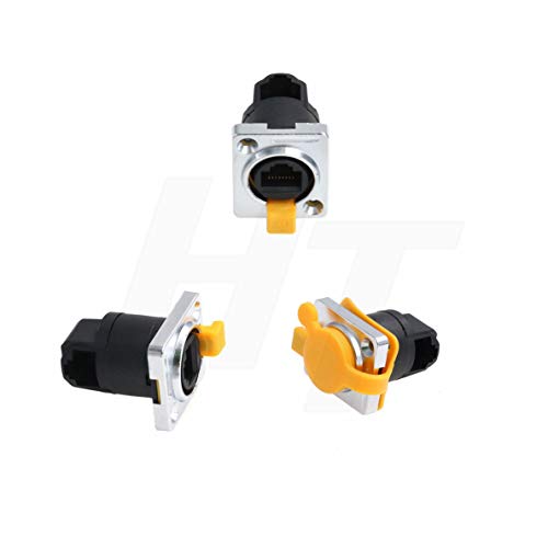 HangTon 3 Pack 90 Degree Angled RJ45 Female Waterproof Ethernet Connector, Yellow, 3pcs 90 degree socket - Image 2