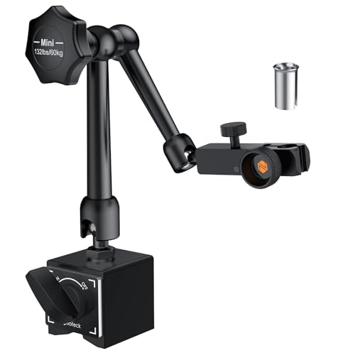 Neoteck Magnetstativ Messstativ für Messuhr Mit Zentralklemmung Magnetische Messuhr Basis Ständer Halter Messstativ 60 kg max. Zugkraft - Schwarz
