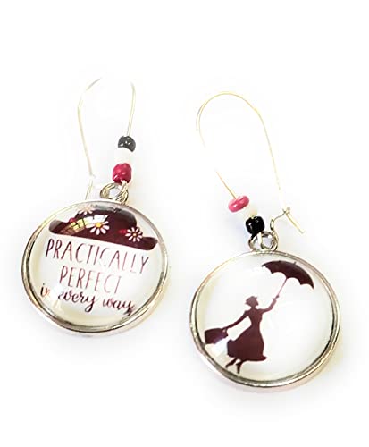 perline Orecchini Pendenti Cabochon, Idea Originale per Regalo Natale, Praticamente Perfetta, Fatto a Mano, Gioielli Donna Mary Argentato