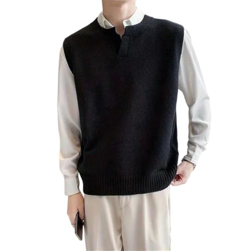 Men Solid Color Knitted Vest O-Neck Sweaters Waistcoat Loose Warm Sleeveless Vests
