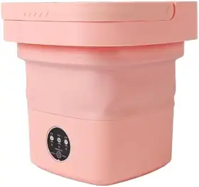 Mini Lavadora Dobrável - 11 Litros para Roupas DelicadaMini Lavadora Dobrável 11 Litros | Portátil para Roupas Delicadas e Bebês | Tanquinho Elétrico Compacto | Cor Rosa | Bivolts - Rosa