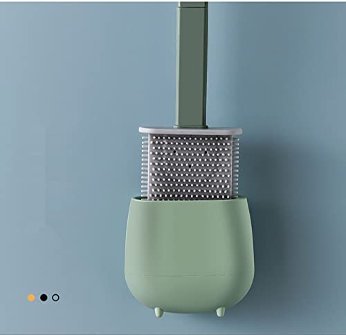 Brosse WC silicone nettoyage 360 degrés balayette bleue avec socle