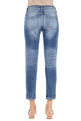 Kan Can Women's High Rise Distressed Mom Jeans2