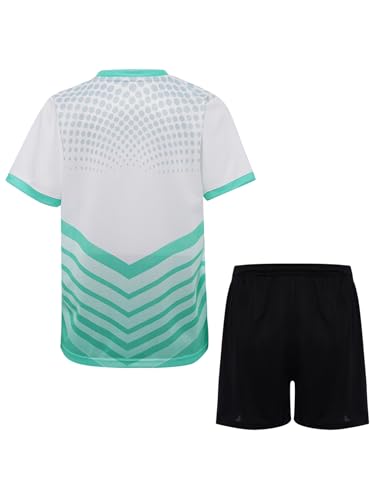 Boys Quickdrying Football Training Suit Breathable Short Sleeve Stylish Striped Tshirt And Shorts Set2