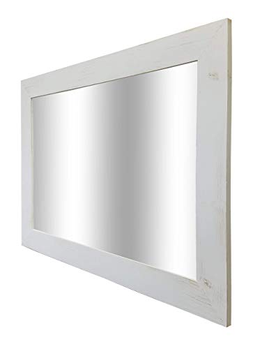 Shiplap Rustic Wood Framed Mirror, 20 Paint Colors, Antique White - Large Mirror for Wall, Decorative Mirror, Living Room Mirror, Bathroom Mirror, Shabby Chic Decor, Bathroom Mirror, Vanity Mirror
