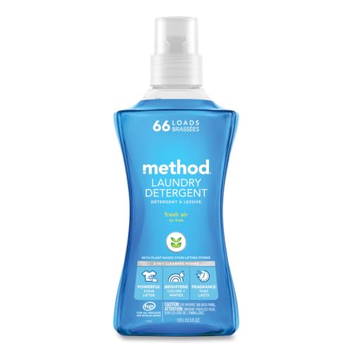 Image of Method Liquid Laundry Detergent, Fresh Air, 66 Loads Per Bottle, Stain Remover, 53.5 Fl Oz (Pack of 4)