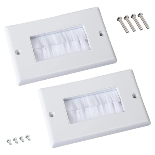 Lot de 2 passe-câbles encastrés avec pinceau - Couvercle de boîte encastrée - Blanc et blanc