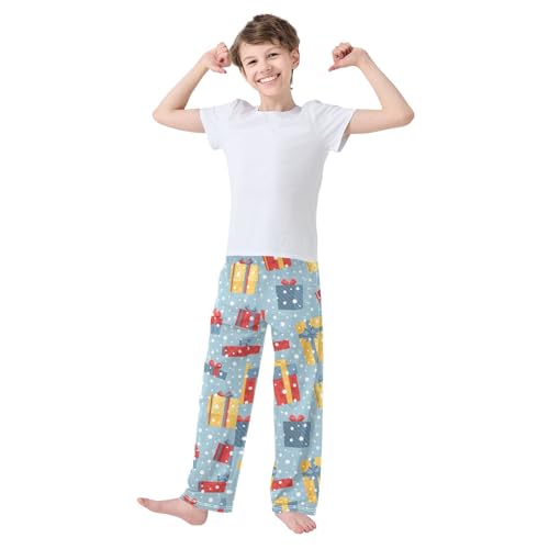 Boys' Pants Christmas Xmas Gifts Snowflakes Long Bottoms Jogger Pants Elastic Waist Trousers with Pockets S-XL2