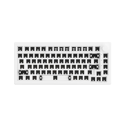 Akko 5075B Custom Gaming Keyboard Kit White 75% VIA Multi-Modes Gasket Mount Barebones Mechanical Keyboard VIA Programmable with RGB Backlit Hot-swappable