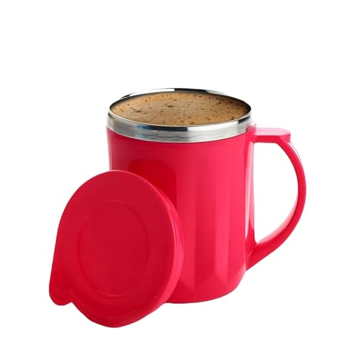 Image of Insulated Coffee Mug 350 ml - Leakproof Lid, Double Wall Stainless Steel Tea Mug, Cool Touch Outer, Travel Cup for Office & Car, Keeps Drinks Hot /Cold - Red