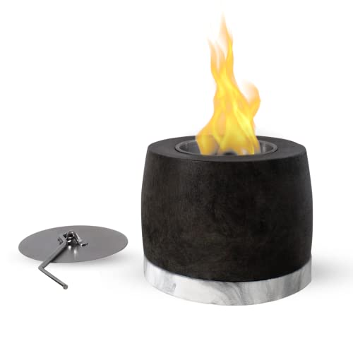 Hollowfire Tabletop Fire Pit – Indoor & Outdoor – Smores Maker – Smokeless Fire Pit – Perfect For Ambiance, Meat, Cheese, Marshmallow – Table Top Fireplace – Mini Fire Pit – Dark Grey Concrete #TOP1